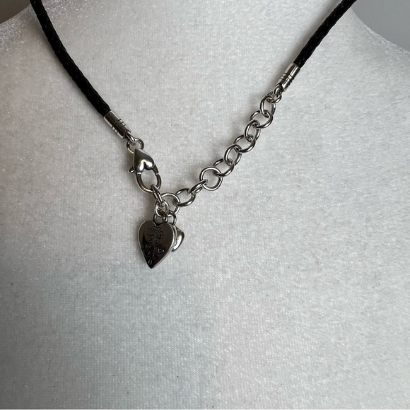 Brighton French Quarter Ophelia Heart Silver Tone Leather Necklace Minimalistic - Picture 6 of 8